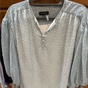 1. State Women's Light Blue/green hue Floral Blouse